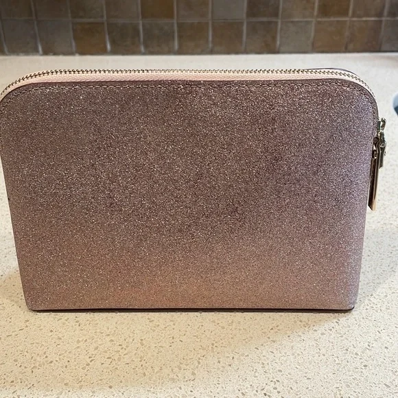 Kate Spade Rose Gold Glitter Cosmetic Bag EUC - Picture 4 of 5